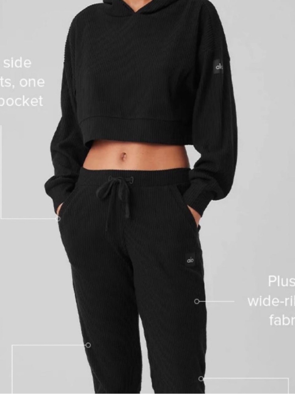 ALO Yoga Black Ribbed set
